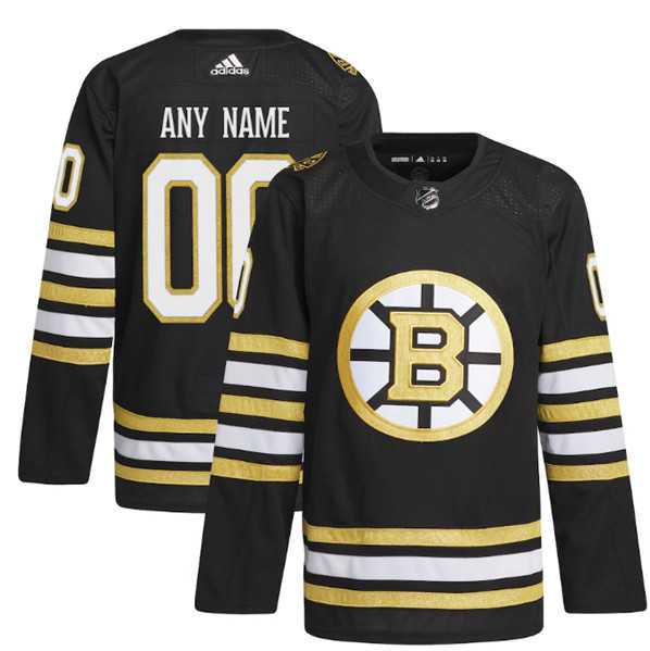 Men%27s Boston Bruins Custom Black 100th Anniversary Stitched Jersey